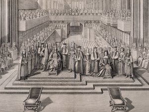 किंग जेम्स II (1633-1701) का राज्याभिषेक और मोडेना की उनकी दूसरी पत्नी (1658-1718) 1685 द्वारा अंग्रेजी स्कूल