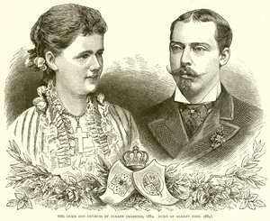 द ड्यूक एंड डचेस ऑफ अल्बानी (विवाहित, 1882। ड्यूक ऑफ अल्बानी डाइड, 1884) द्वारा अंग्रेजी स्कूल