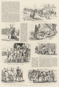 ईस्टर स्वयंसेवी युद्धाभ्यास, एक मार्चिंग कॉलम के साथ रेखाचित्र (उत्कीर्णन) द्वारा अंग्रेजी स्कूल
