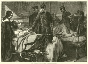 सम्राट अपने घायल सैनिकों का दौरा करते हुए, मई 1871 द्वारा अंग्रेजी स्कूल