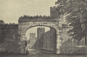 वेस्टन यार्ड में प्रवेश, 1818 (गुरुत्वाकर्षण) द्वारा अंग्रेजी स्कूल