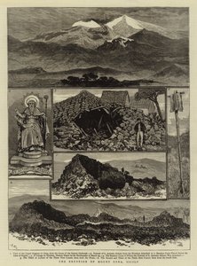 माउंट एटना का विस्फोट, सिसिली (उत्कीर्णन) द्वारा अंग्रेजी स्कूल