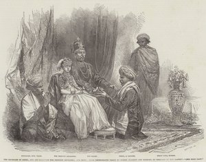 कूर्ग के पूर्व राजा, और उनकी बेटी राजकुमारी गौरम्मा, और सुइट (उत्कीर्णन) द्वारा अंग्रेजी स्कूल