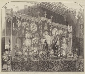 द ग्रैंड बुफे, सेंट जॉर्ज हॉल, गार्टर बैंक्वेट में, फ्रांस के महामहिम राजा को दिया गया (उत्कीर्णन) द्वारा अंग्रेजी स्कूल