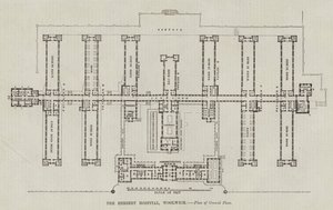 हर्बर्ट अस्पताल, वूलविच, भूतल की योजना (उत्कीर्णन) द्वारा अंग्रेजी स्कूल