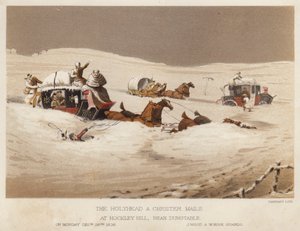 होलीहेड और चेस्टर मेल, हॉकले हिल में, डंस्टेबल के पास (कलर लिथो) द्वारा अंग्रेजी स्कूल