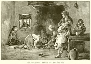 द आयरिश फैमिली: इंटीरियर ऑफ ए पीज़ेंट्स हट द्वारा अंग्रेजी स्कूल