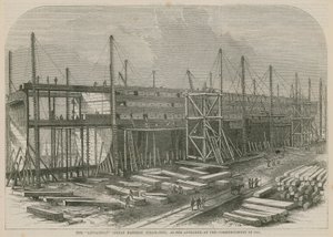 लेविथान (महान पूर्वी) भाप जहाज, जैसा कि वह 1855 के प्रारंभ में दिखाई दिया था द्वारा अंग्रेजी स्कूल