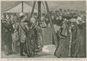 लॉर्ड चांसलर नई सिटी ऑफ़ लंदन कोर्ट, गिल्डहॉल की आधारशिला रखते हैं द्वारा अंग्रेजी स्कूल