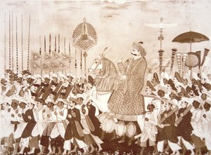 तंजौर के महरत्ता प्रमुख तुलसीजी (रंगीन लिथो) द्वारा अंग्रेजी स्कूल