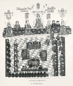 एडवर्ड I (1239-1307) की संसद, C.1523 के वारियोथली पांडुलिपि से प्रतिलिपि, पब। 1794 में द्वारा अंग्रेजी स्कूल