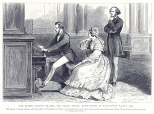1842 में बकिंघम पैलेस में मेंडेलसोहन से पहले द ऑर्गन बजाते प्रिंस द्वारा अंग्रेजी स्कूल