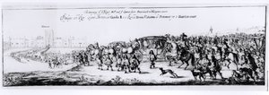 चार्ल्स द्वितीय का जुलूस (1630-85) और उनकी न्यू क्वीन, कैथरीन ऑफ ब्रैगांज़ा (1638-1705) पोर्ट्समाउथ से हैम्पटन कोर्ट, 1662 द्वारा अंग्रेजी स्कूल