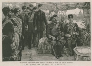 शाह और वेल्स के राजकुमार एडिनबर्ग के ड्यूक बोर्ड पर थेम्स को पार करते हुए द्वारा अंग्रेजी स्कूल