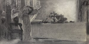 स्पेल, c.1870 (कागज पर लकड़ी का कोयला) द्वारा अंग्रेजी स्कूल