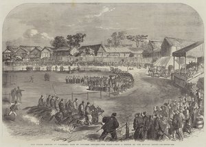 योकोहामा में वसंत बैठक, जापानी अधिकारियों की दौड़, प्रारंभ (उत्कीर्णन) द्वारा अंग्रेजी स्कूल