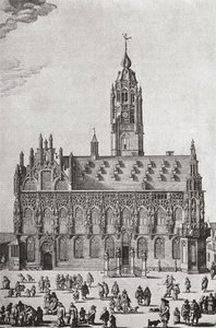 Stadhuis, Middelburg, जैसा कि 16 वीं शताब्दी में था, जेआर ग्रीन द्वारा &39;द ए शॉर्ट हिस्ट्री ऑफ द इंग्लिश पीपल&39;, 1893 में द्वारा अंग्रेजी स्कूल