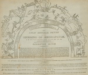 सेरिंगपटनम का स्टॉर्मिंग, रॉबर्ट के पोर्टर द्वारा चित्रित, लिसेयुम, स्ट्रैंड, लंदन में चित्रमाला द्वारा अंग्रेजी स्कूल