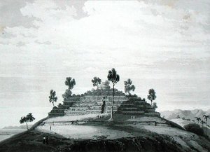 केडू में बोरो जिले में बोरो बोडो का मंदिर, थॉमस स्टैमफोर्ड रैफल्स (1781-1826) द्वारा 'द हिस्ट्री ऑफ जावा' से, 1830 (दूसरा संस्करण) (लिथो) प्रकाशित हुआ। द्वारा अंग्रेजी स्कूल