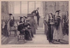 कुलपति ने 1842 में ऑक्सफोर्ड की बैचलर ऑफ दिव्यता की डिग्री प्रदान की द्वारा अंग्रेजी स्कूल