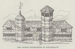Fawkeshall (उत्कीर्णन) का प्राचीन मनोर-घर द्वारा अंग्रेजी स्कूल