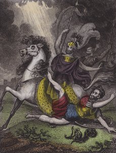 बीम वाली ज्वाला ने उन सभी को चौंका दिया ... (रंगीन उत्कीर्णन) द्वारा अंग्रेजी स्कूल