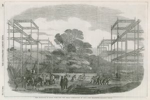 1851 की महान प्रदर्शनी के लिए लंदन के हाइड पार्क में इमारत द्वारा अंग्रेजी स्कूल