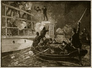 कैरोलीन पर कब्जा, 1837, इंग्लैंड के कैसल्स इलस्ट्रेटेड हिस्ट्री से चित्रण द्वारा अंग्रेजी स्कूल
