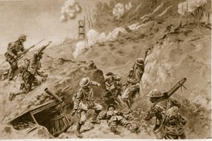 जर्मन खाइयों के साथ काम करने वाले ब्रिटिश बमवर्षक ओपी वुड के कारण खूंखार खोखले, 1914-19 द्वारा अंग्रेजी स्कूल