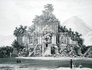थॉमस स्टैमफोर्ड रैफल्स (1781-1826) द्वारा 'द हिस्ट्री ऑफ जावा' के खंड II से ब्रंबनन में बड़ा मंदिर, प्लेट 35, 1817 (लिथोग्राफ) प्रकाशित हुआ द्वारा अंग्रेजी स्कूल