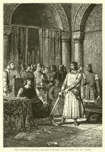 योद्धाओं का कार्यकाल; तलवार से, राजा की मुट्ठी पकड़े द्वारा अंग्रेजी स्कूल