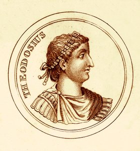 Theodosius, जॉर्ज क्रैब द्वारा द यूनिवर्सल हिस्टोरिकल डिक्शनरी का चित्रण, 1825 (डिजिटल रूप से उन्नत छवि) प्रकाशित द्वारा अंग्रेजी स्कूल