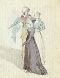 तीन महिलाएं, c.1825 (wc कागज पर) द्वारा अंग्रेजी स्कूल