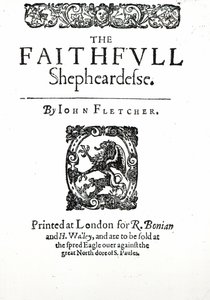 जॉन फ्लेचर द्वारा द फेथफुल शेफर्ड के लिए शीर्षक पृष्ठ, c.1609 (प्रिंट) द्वारा अंग्रेजी स्कूल