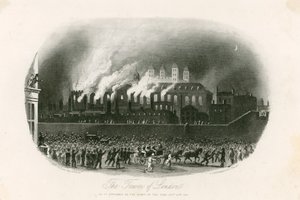 टॉवर ऑफ़ लंदन फायर, 1841 द्वारा अंग्रेजी स्कूल
