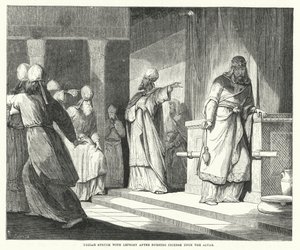 उज्जिय्याह ने वेदी पर धूप जलाने के बाद कुष्ठ रोग से मारा (उत्कीर्णन) द्वारा अंग्रेजी स्कूल