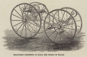 वेलोसिपेड ने एचआरएच को प्रिंस ऑफ वेल्स (उत्कीर्णन) को प्रस्तुत किया द्वारा अंग्रेजी स्कूल