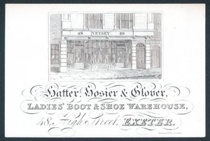 Veysey, hatter, hosier & glover, trade card द्वारा अंग्रेजी स्कूल