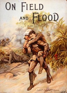 चित्राल अभियान, भारत, मार्च 1895 (कलर लिथो) में गंभीर आग के नीचे घायल कैप्टन बेयर्ड को सुरक्षित ले जाकर सर्जन-कप्तान व्हिचचर्च द्वारा वीसी को जीतने का चित्रण करने वाला विक्टोरियन बुक कवर (कलर लिथो) द्वारा अंग्रेजी स्कूल