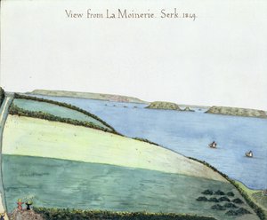 ला मोइनरी, सेर्क, 1849 (कागज पर wc) से देखें द्वारा अंग्रेजी स्कूल