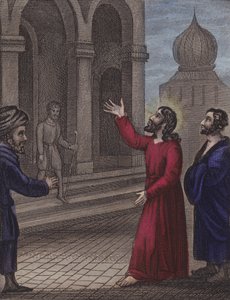 जबकि वे जिस विशाल इमारत का सर्वेक्षण करेंगे... (रंगीन उत्कीर्णन) द्वारा अंग्रेजी स्कूल