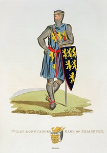 विलियम डी लॉन्गस्पी, सैलिसबरी का तीसरा अर्ल (डी .226) 1224, डब्ल्यू। मैडॉक्स द्वारा उत्कीर्ण, प्राचीन शस्त्र से सैमुअल रश मैरिक, 1824 द्वारा अंग्रेजी स्कूल