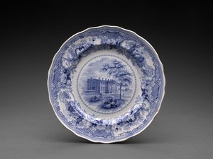 प्लेट, c.1831-46 (ट्रांसफर प्रिंट के साथ सीसा-चमकता हुआ मिट्टी के बरतन) द्वारा हनोक वुड एंड संस