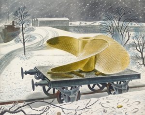 20वीं सदी की शुरुआत में एक रेलवे ट्रक पर जहाज का पेंच द्वारा एरिक Ravilious