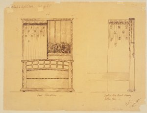 अंग्रेजी ओक में एक बेडस्टेड के लिए डिजाइन, 1902 द्वारा अर्नेस्ट बार्न्सले