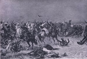 मुदकी में किंग्स ओन लाइट ड्रगों का प्रभार, 1915 में ब्रिटिश बैटल ऑन लैंड एंड सी से चित्रण द्वारा अर्नेस्ट क्रॉफ्ट्स