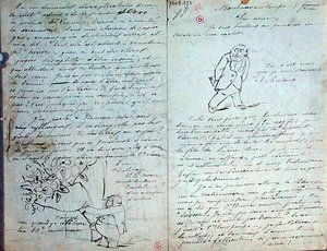 पॉल वेरलाइन (1844-96), 3 मार्च 1881 को सचित्र पत्र (कागज पर कलम और स्याही)