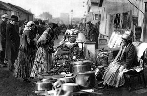 सेंट ओवेन, पेरिस, 1931 के प्रवेश द्वार पर पिस्सू बाजार का एक दृश्य