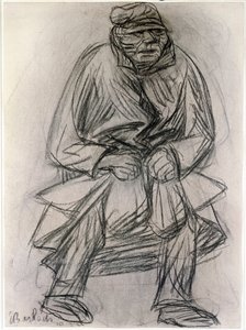 एक भिखारी का चित्र। अर्न्स्ट बारलाच द्वारा चित्र (1870-1938) आधुनिक कला के न्यूयॉर्क संग्रहालय