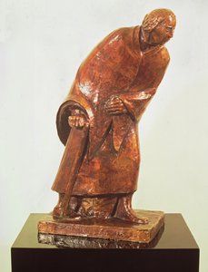 वॉकिंग स्टिक वाली पुरानी महिला, 1913 (कांस्य)